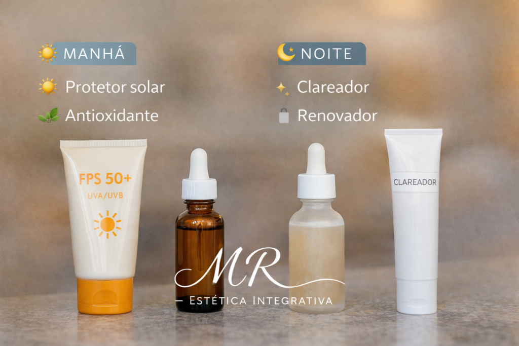 Melasma profundo na pele do rosto mostrando manchas escuras nas bochechas e na testa, caracterizando hiperpigmentação facial.