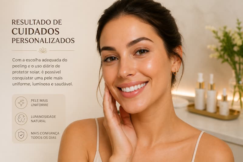 Pele uniforme após escolher o melhor peeling para melasma