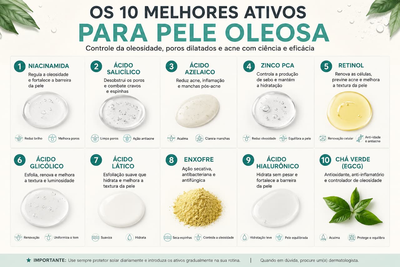 Os 10 Melhores Ativos para Pele Oleosa: Guia Completo Para Controlar a Oleosidade e Conquistar uma Pele Saudável